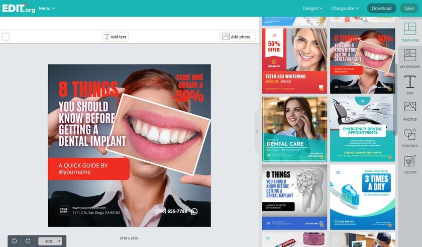 Grafikdesign-Vorlagen zur Werbung für Zahnkliniken 