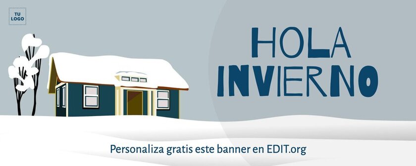 Banner editable de Hola Invierno para hacer un anuncio