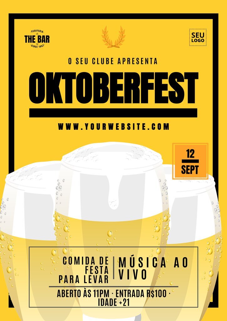 Banner editável para promover a oktober fest no seu bar