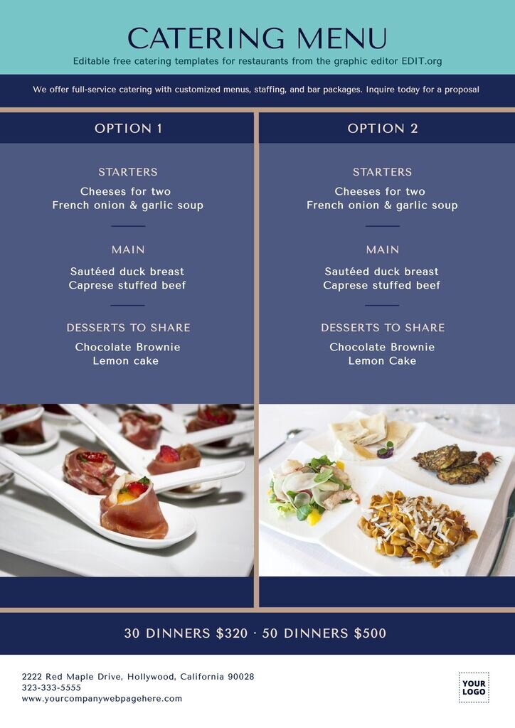 Editable catering brochure template examples to print