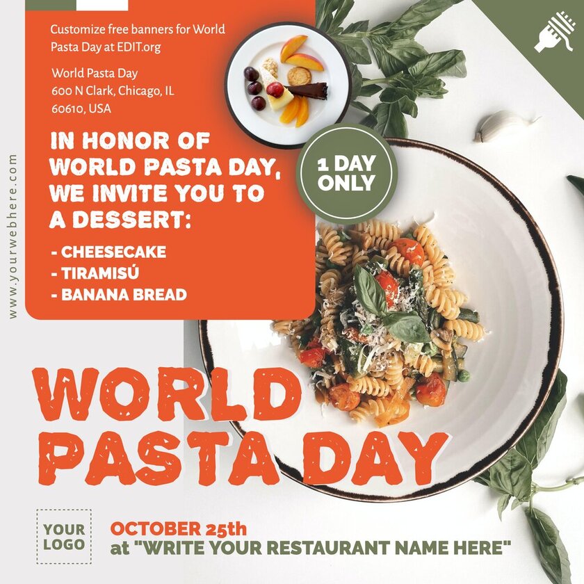 Customizable banner design for Pasta Day