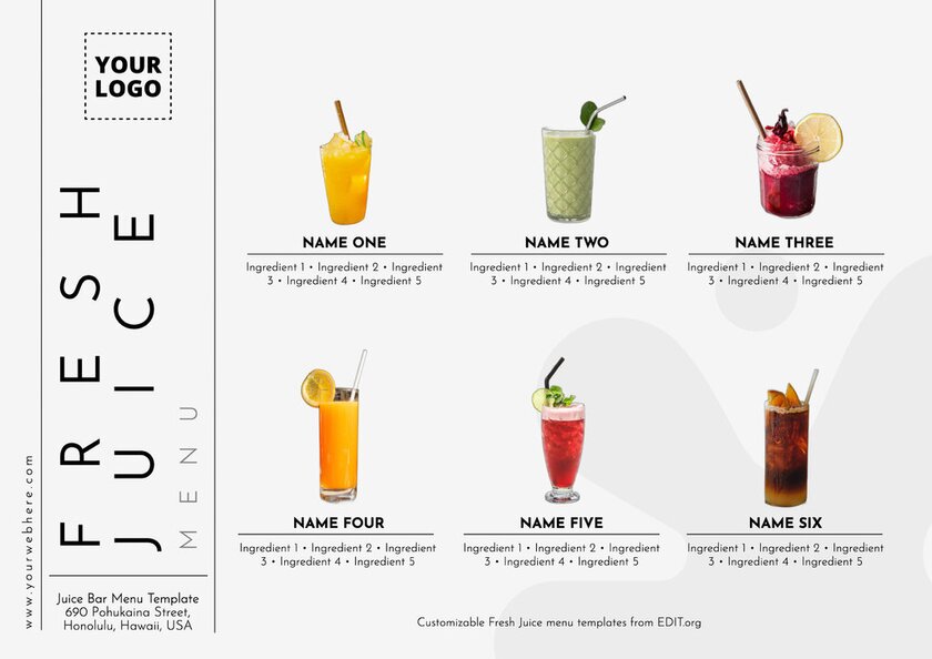 Customizable juice flyer design printable