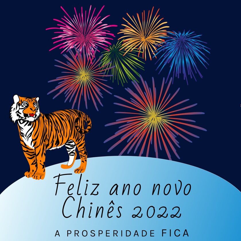 Flyer personalizável e gratuito para usar nos festejos do novo ano chinês do tigre