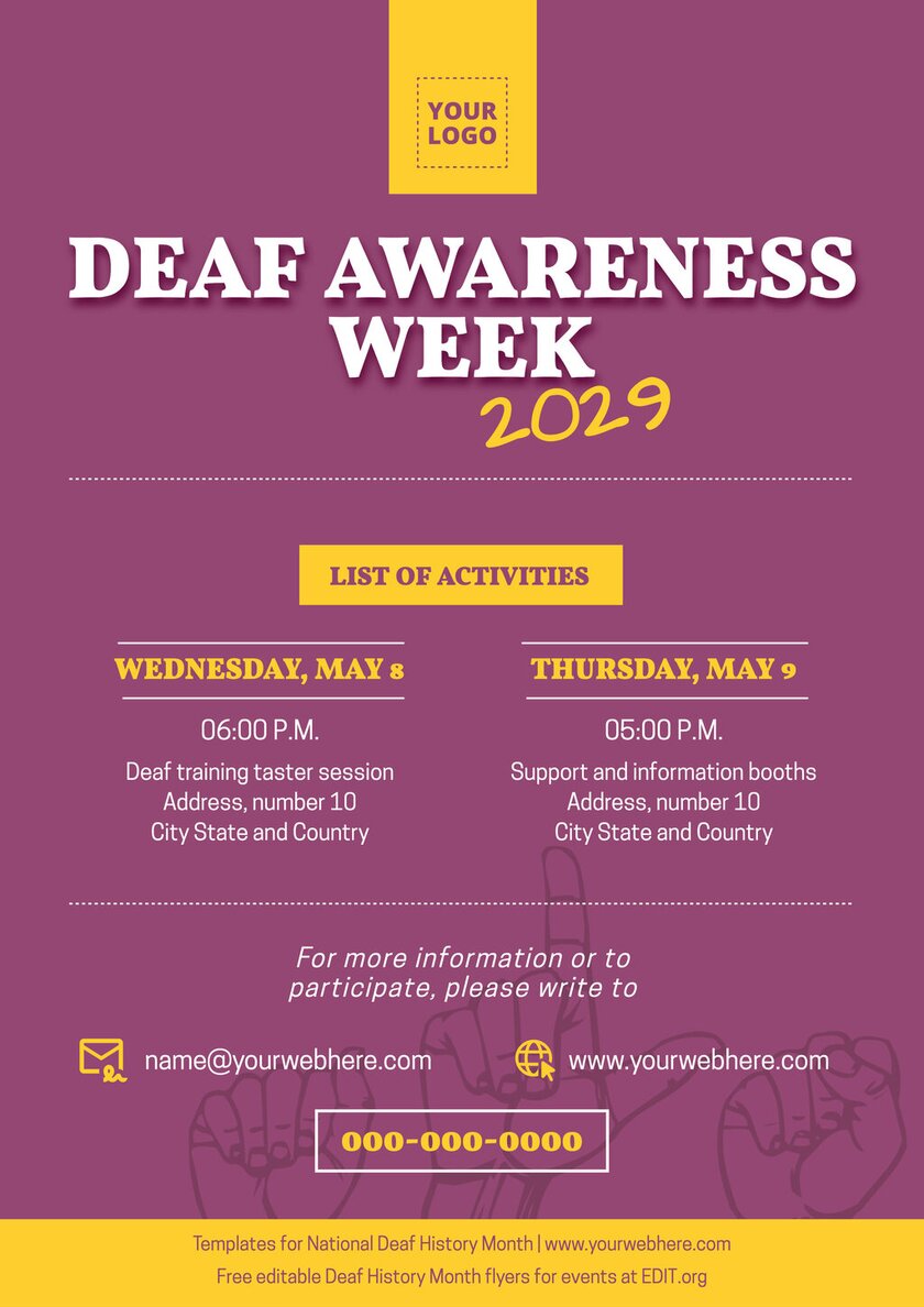 Customizable Deaf Month flyers online