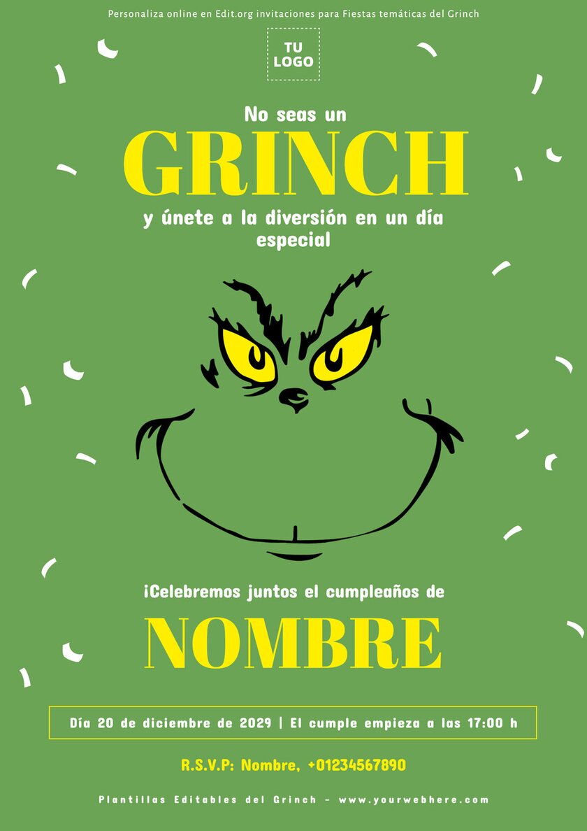 Crea una invitación para fiesta temática Grinch