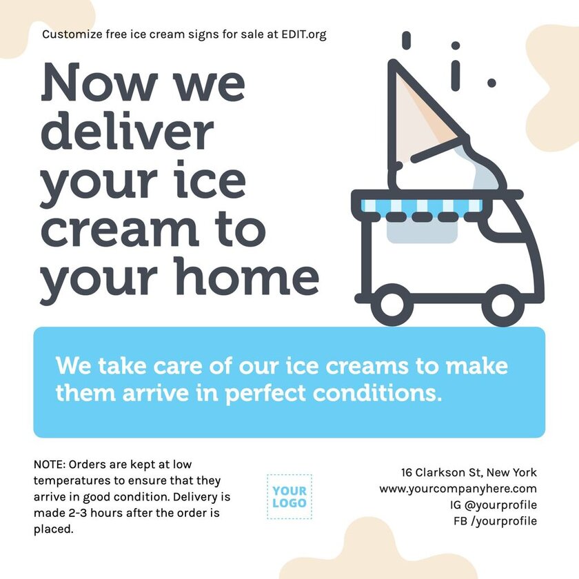 Ice cream truck poster to edit and print