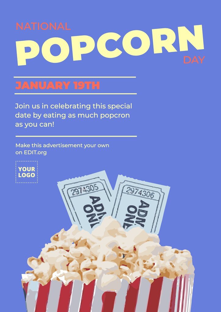 Poster templates for Popcorn Day to customize online