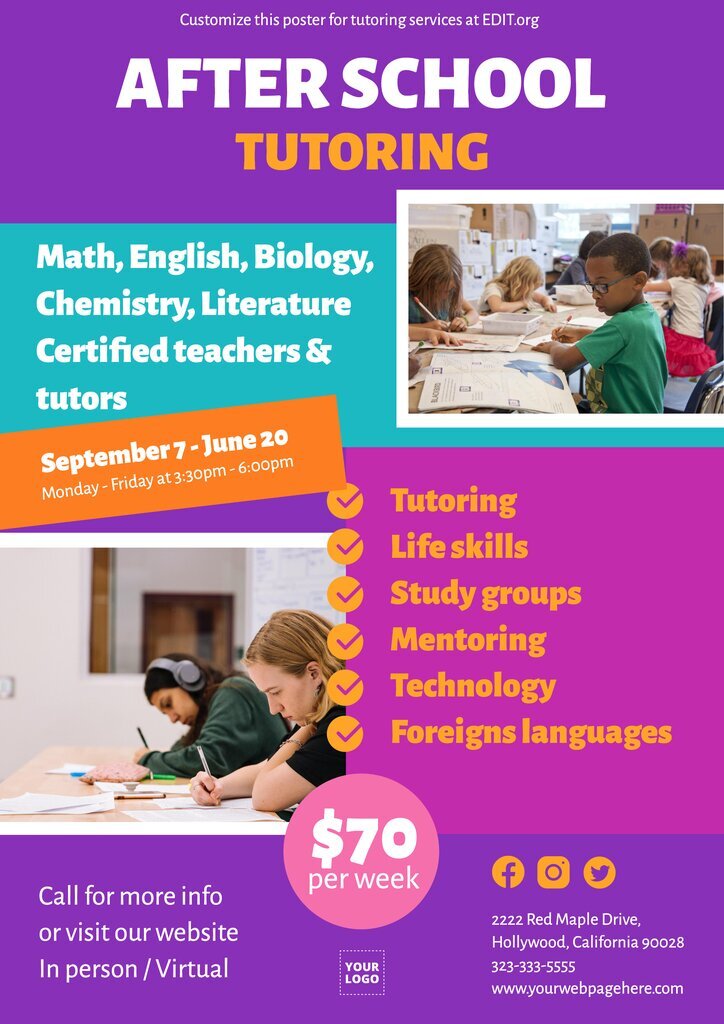 Tutoring flyer templates to edit online