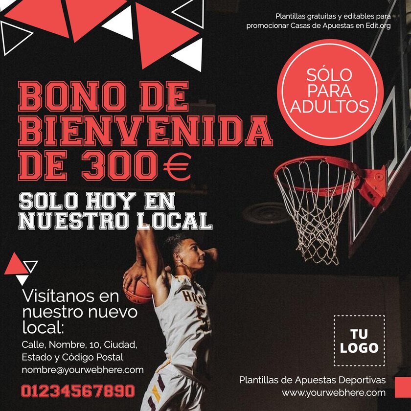 Crea gratis un banner para anunciar apuestas de baloncesto