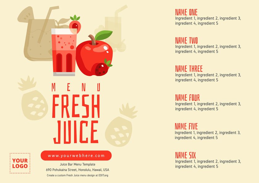 Printable fruit juice flyer design