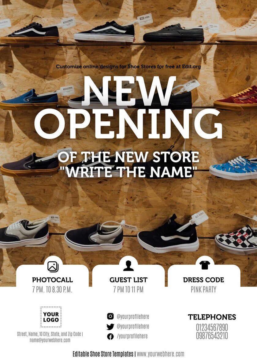 Printable shoes ad poster template for a new opening