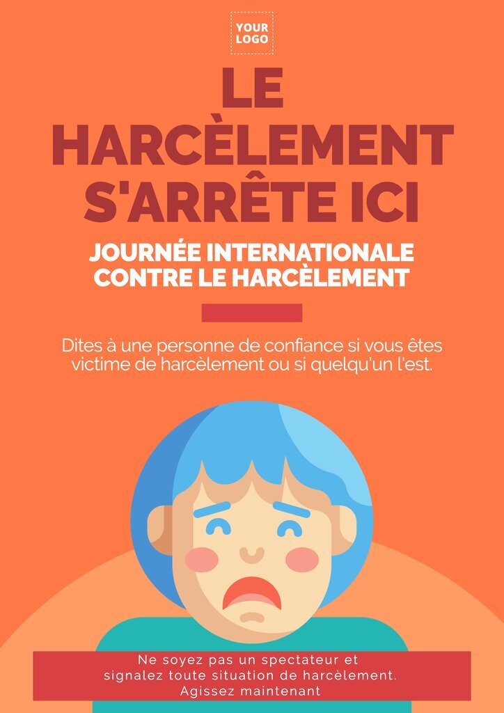 affiche éditable pour la journée internationale contre le harcèlement