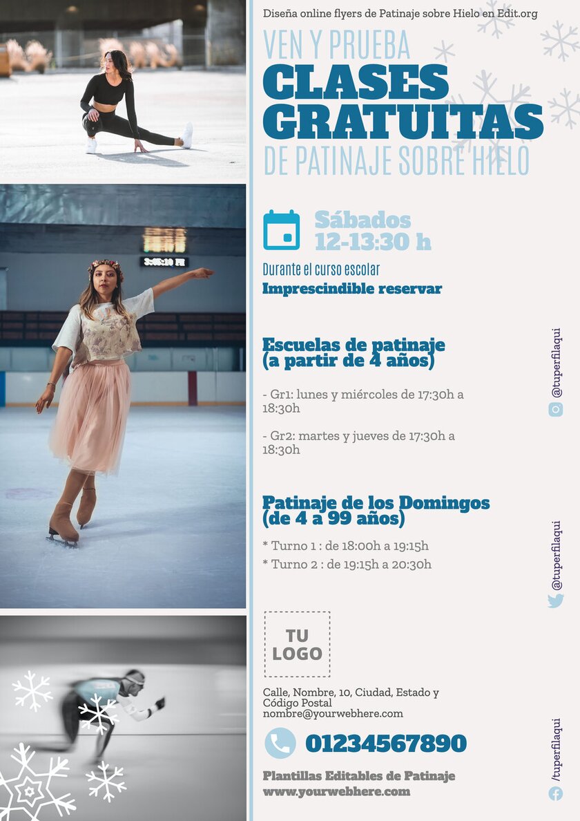 Pósters personalizables de patinaje sobre hielo gratis para editar