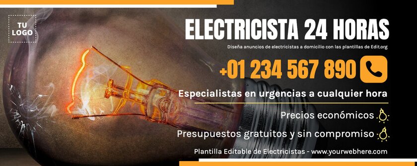 Plantilla para hacer un anuncio de electricista a domicilio