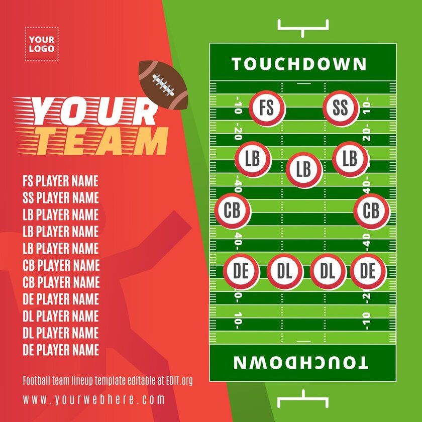 Free football starting lineup template