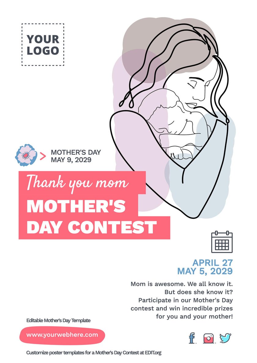 Carteles editables del Día de la Madre online