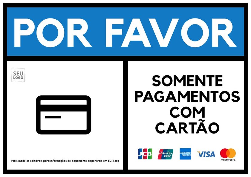 Cartaz de pagamento com cartão editável online