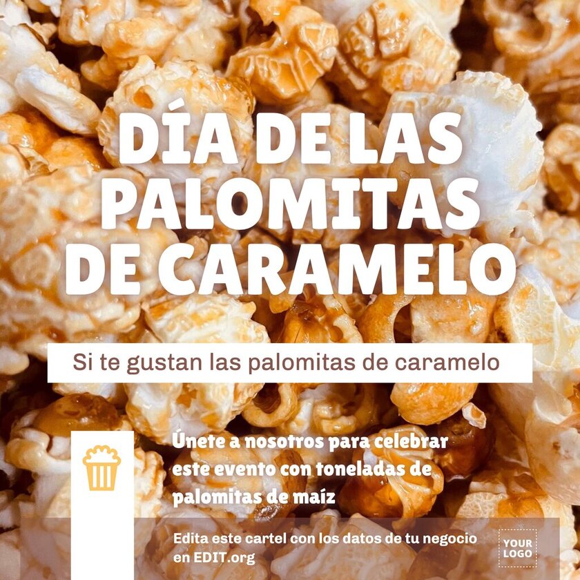 Cartel del Día Nacional de las Palomitas caramelizadas