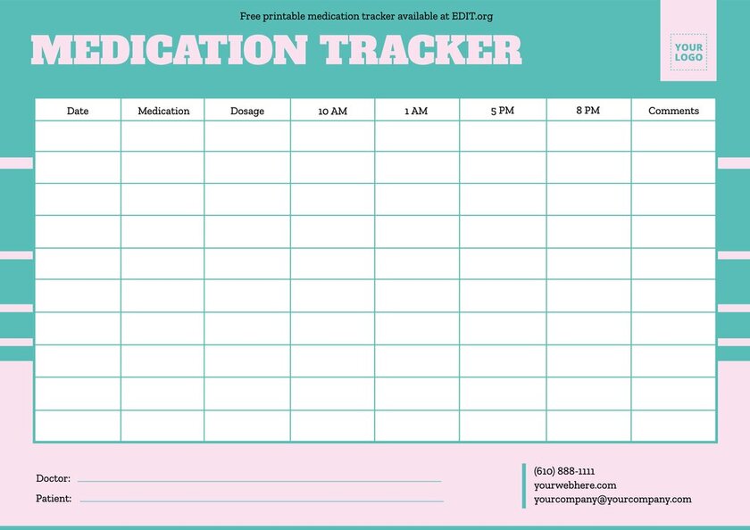 Free daily medication tracker template
