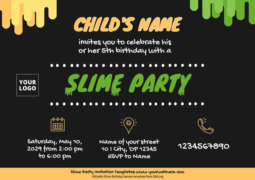 Customizable templates for slime making birthday party