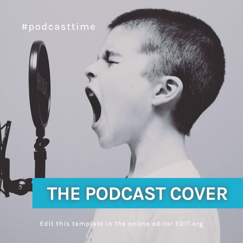 Podcast cover sjabloon met achtergrondafbeelding