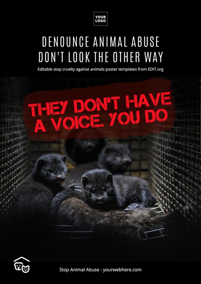 Animal abuse poster templates to print