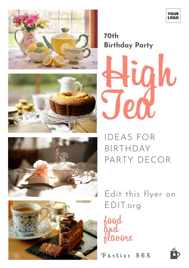 Customizable flyer template for tea party