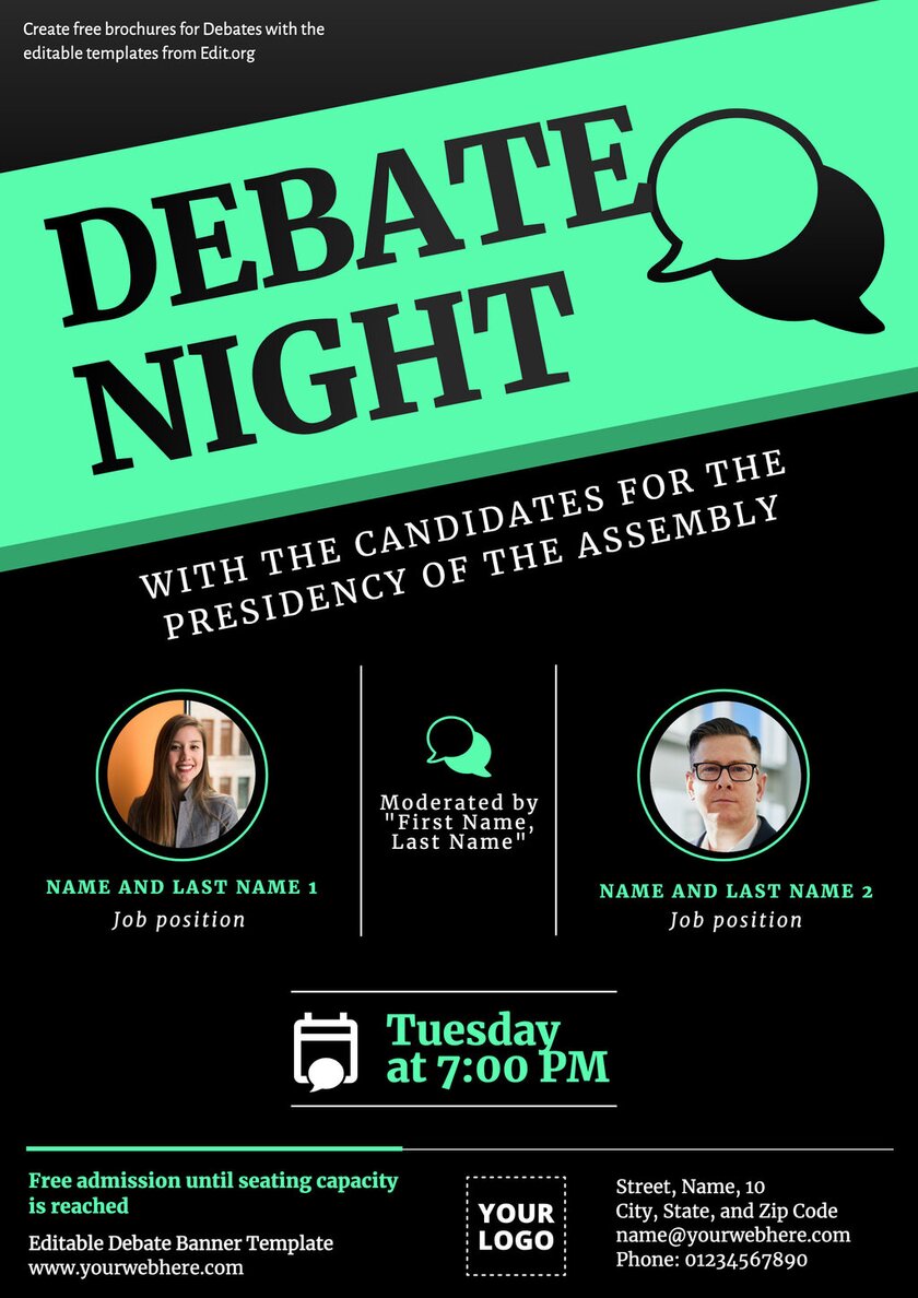 Customizable Debate Night poster to edit online