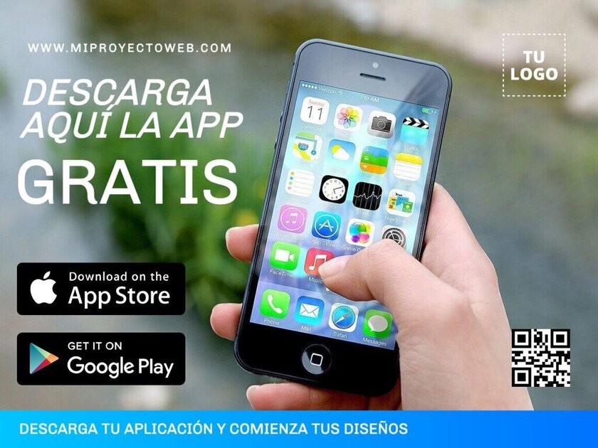 Plantilla de diseño personalizable para promocionar el lanzamiento de una app