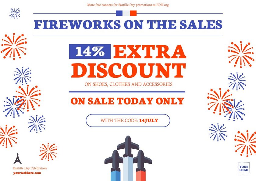 Free templates for Bastille Day discounts
