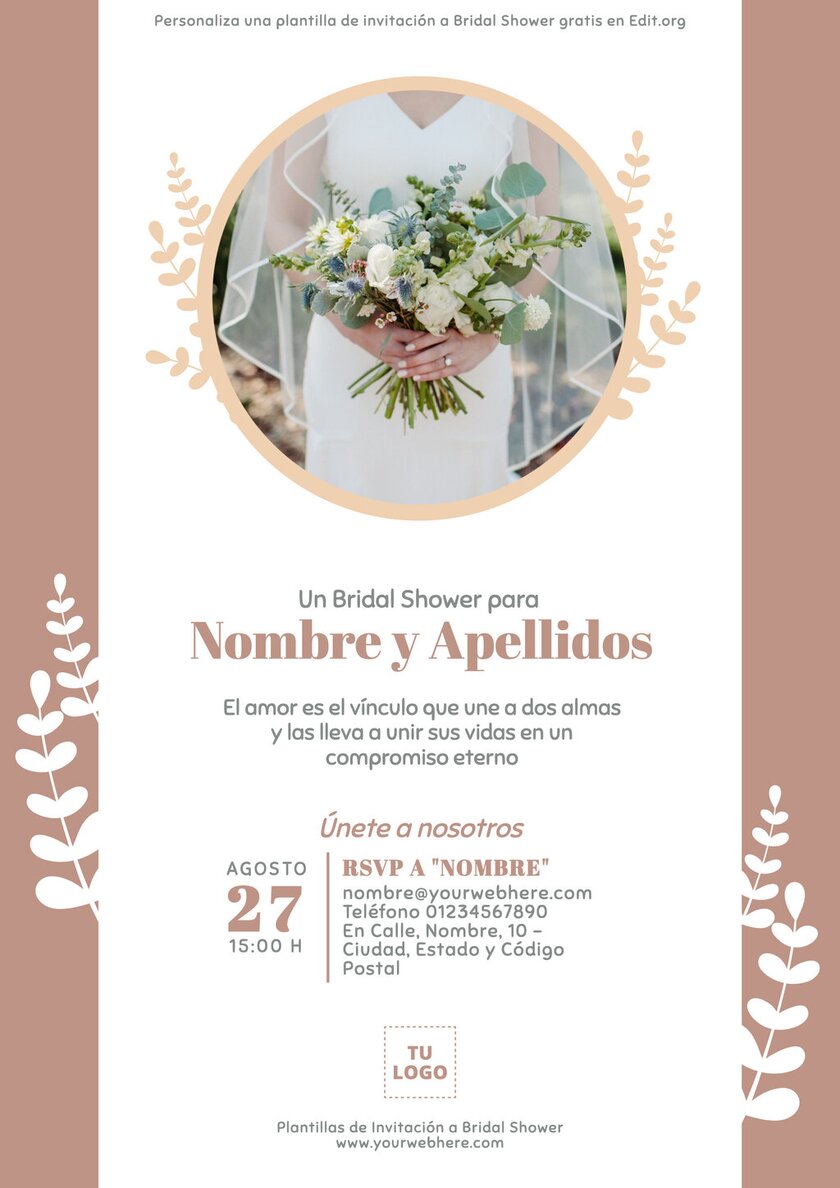 Bridal Shower invitación personalizable para editar online