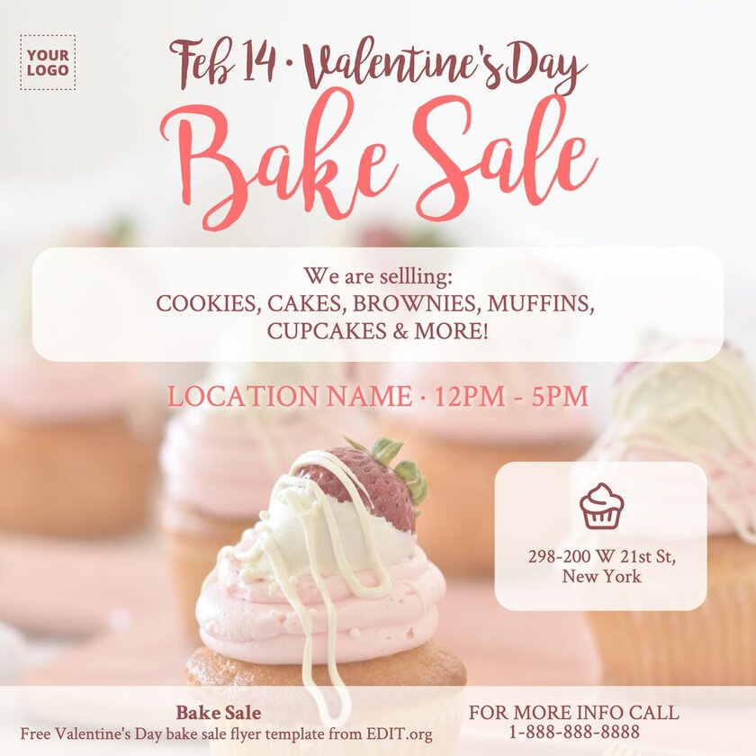 Valentine's day bake sale flyer template