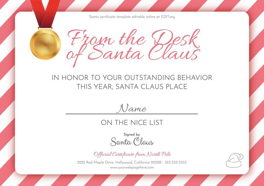 Custom diplomas and Santa's naughty list template