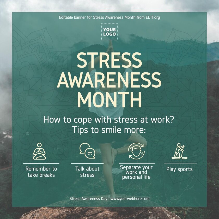 Customizable banners for National Stress Awareness Month