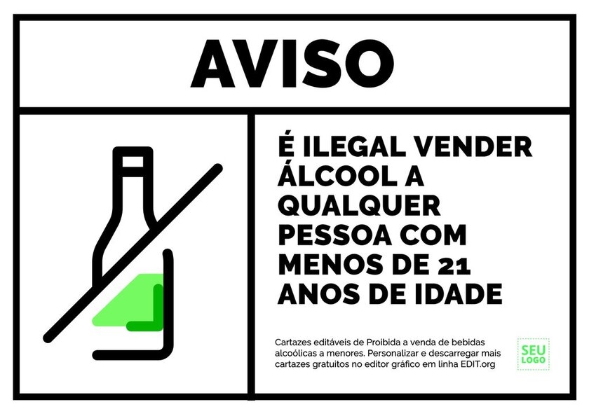 Cartaz editável online proibido vender álcool para menores
