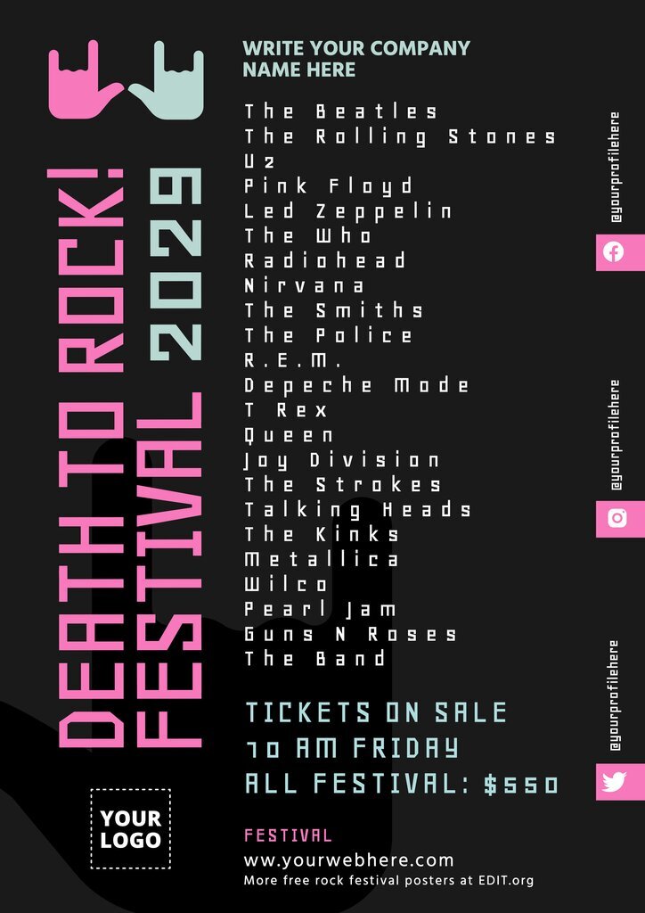 Free editable rock festival poster