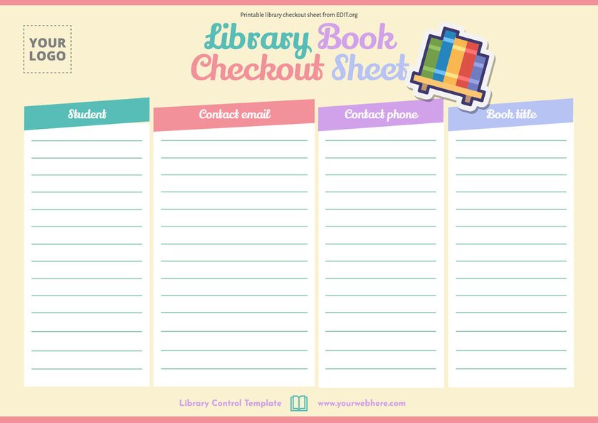 Free library check out template to edit and print
