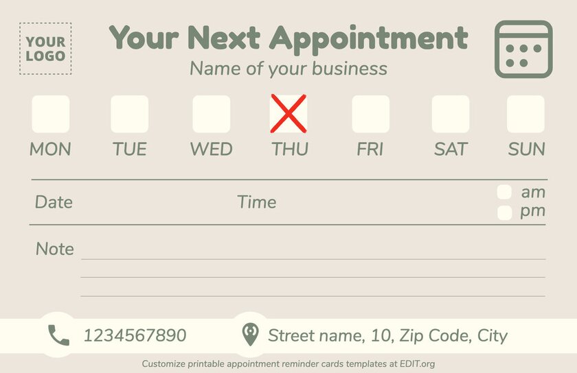 Free Printable Appointment Card Templates