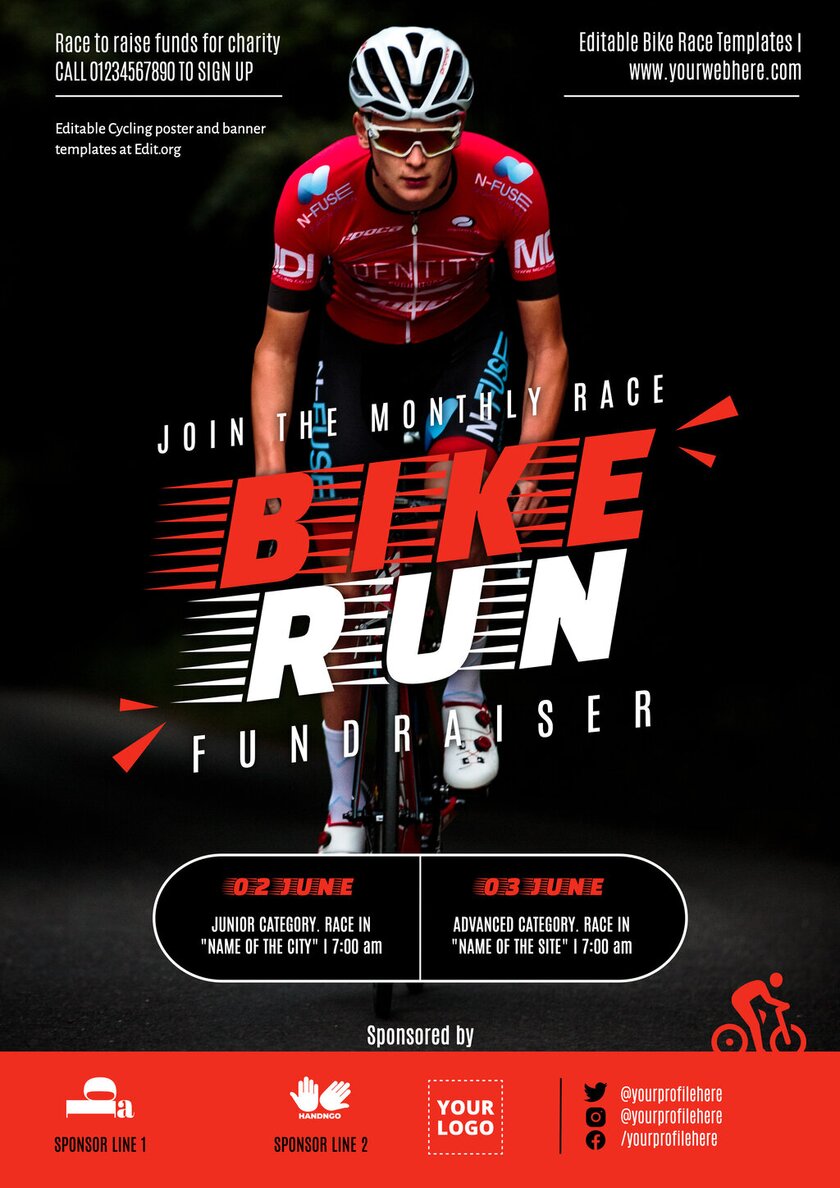 Customizable road bicycle racing poster design