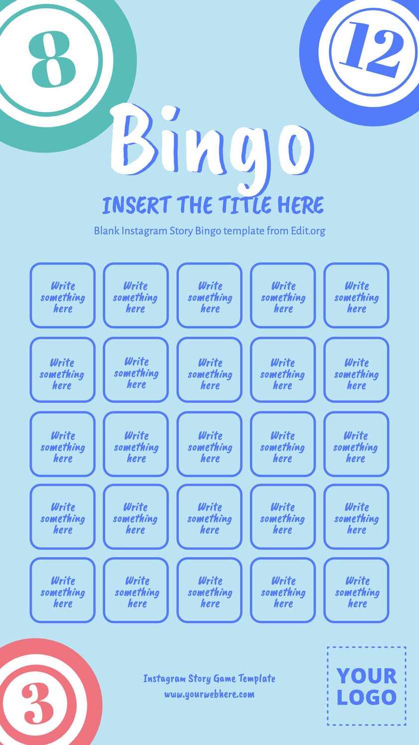 Editable bingo template instagram story to customize online