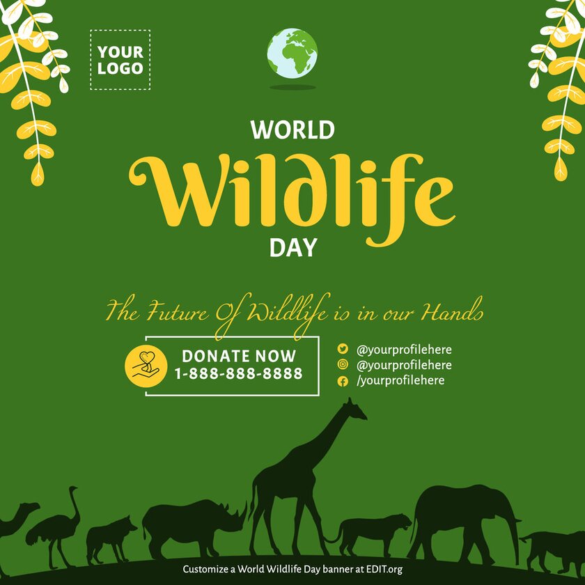 Editable international world wildlife day banner