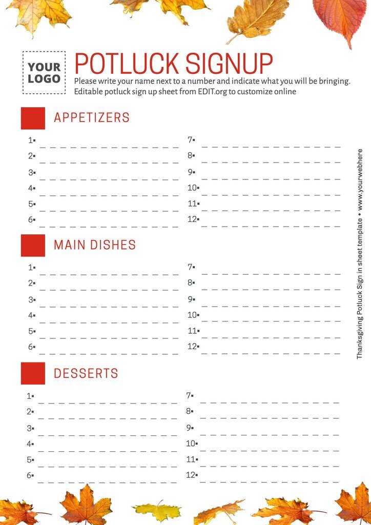 Free Printable Potluck Sign Up Sheet Template Wordfree Potluck Sign Up 