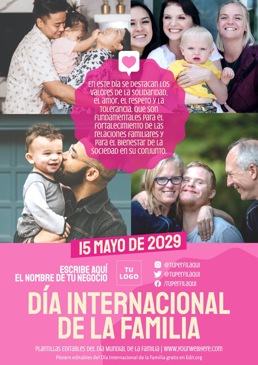 Cartel del 15 de mayo Día de la Familia para editar e imprimir