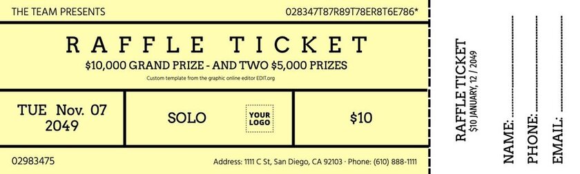 Raffle tickets template with the online maker, to download for free