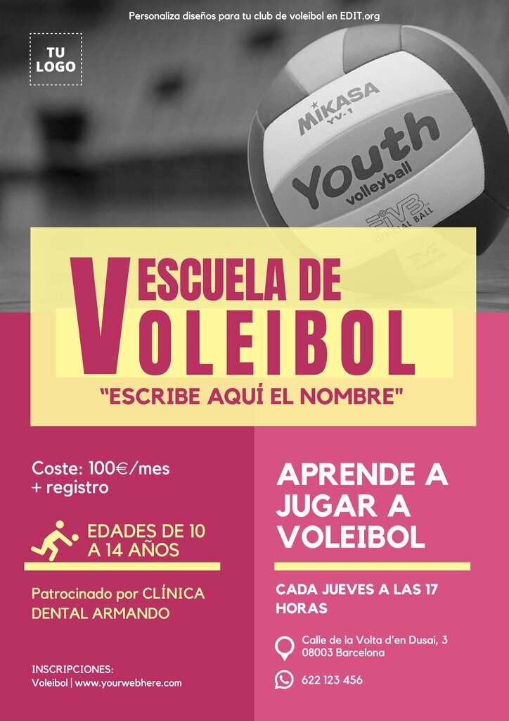 Plantilla voleibol para clases y cursos editable