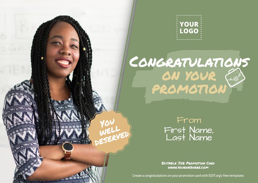Congratulations for new job promotion cards to edit online