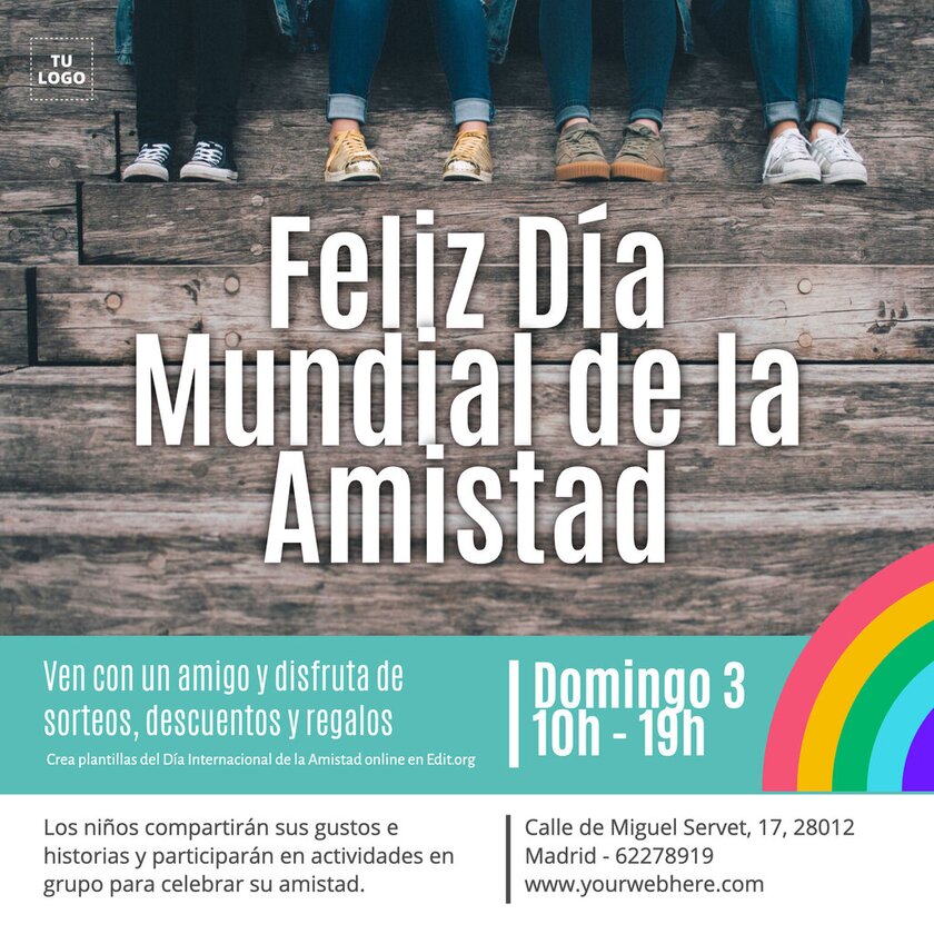 Crea gratis plantillas de Feliz Día de la Amistad