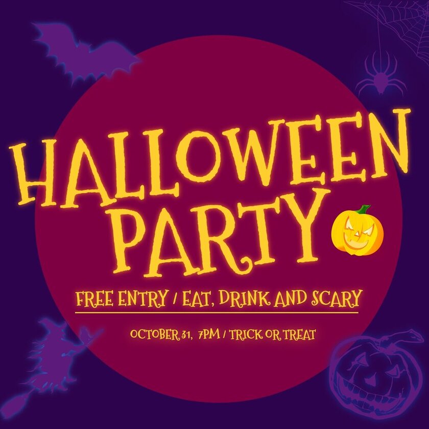 Halloween party invitation template with characters, ready to edit