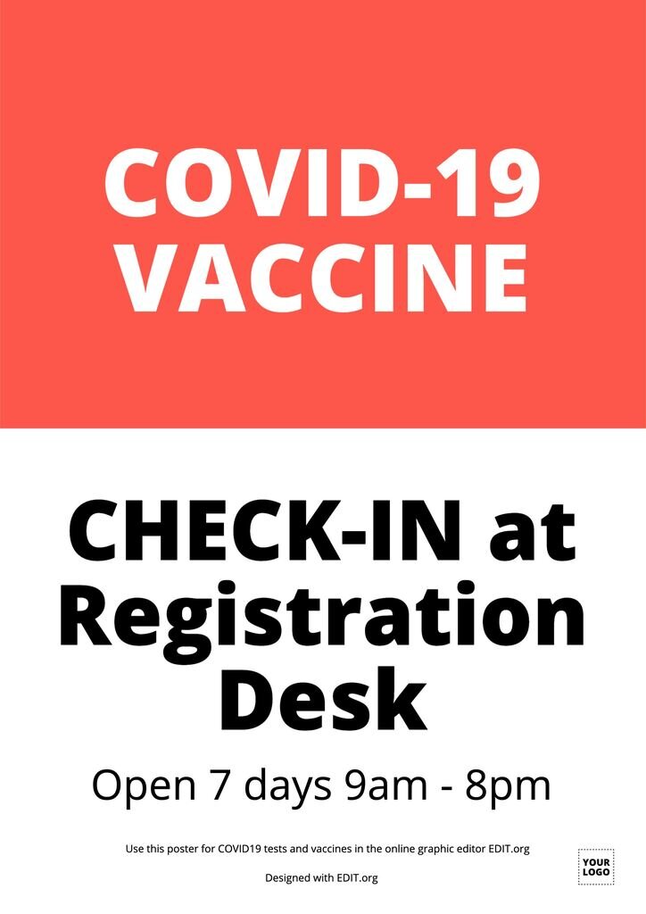 Editable sign template for COVID19 tests and vaccine