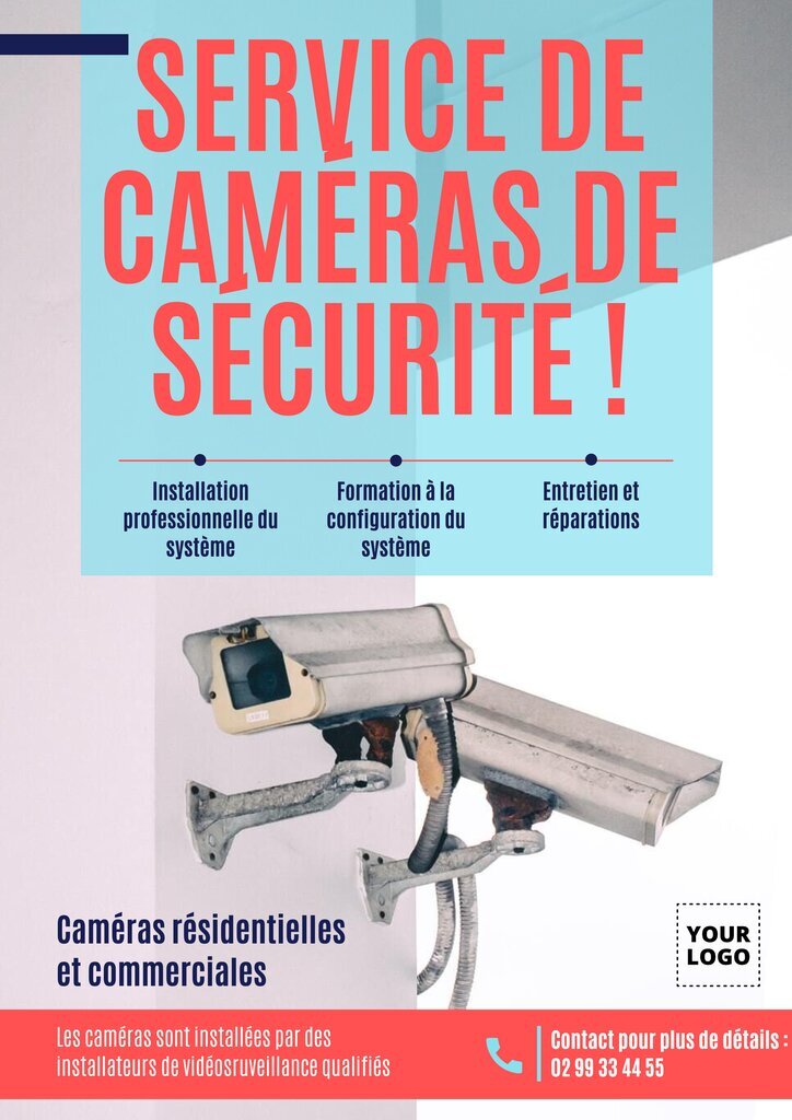 Pancarte service de caméras de sécurité personnalisable